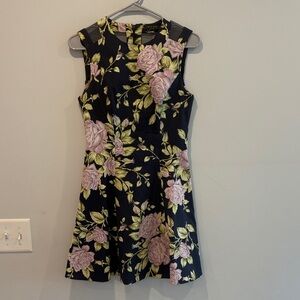 rag & bone Black and Pink Floral Mini Dress